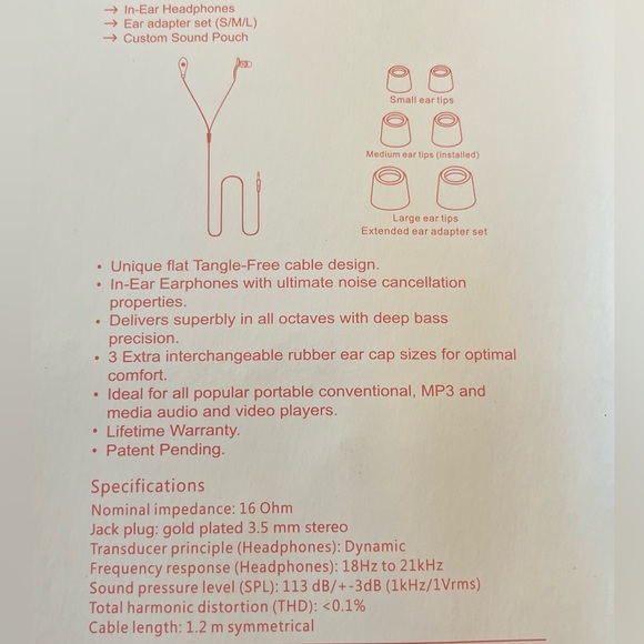 Soundsleeves, fabric covered in-ear earphones, red/white - Picture 2 of 4